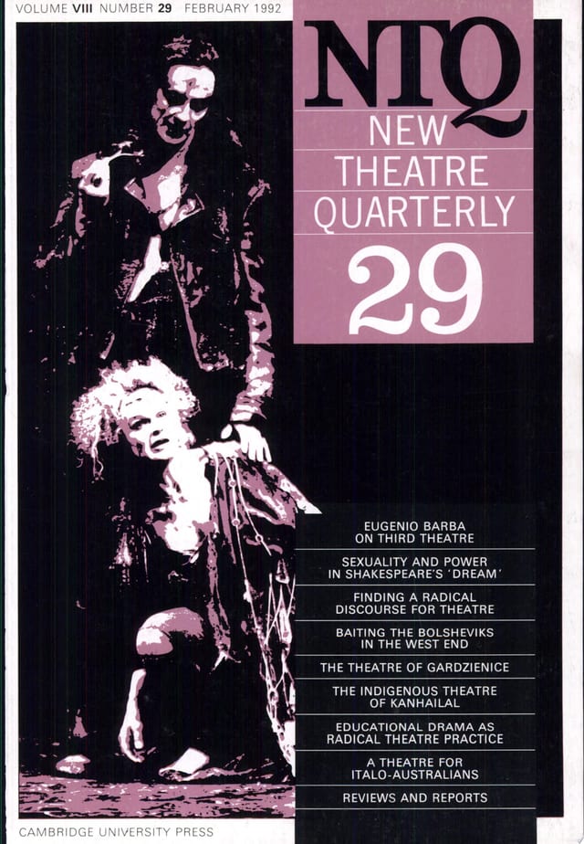 New Theatre Quarterly 29: Volume 8, Part 1