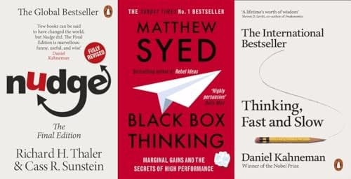 Nudge Improving Decisions About Health Wealth and Happiness, Black Box Thinking, Thinking Fast and Slow 3 Books Collection Set